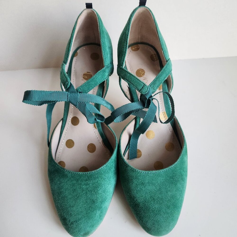 Boden Women's Jade Suede Leather Lavinia Ribbon Court Shoes Mid Heels Sz:37 - Picture 6 of 14